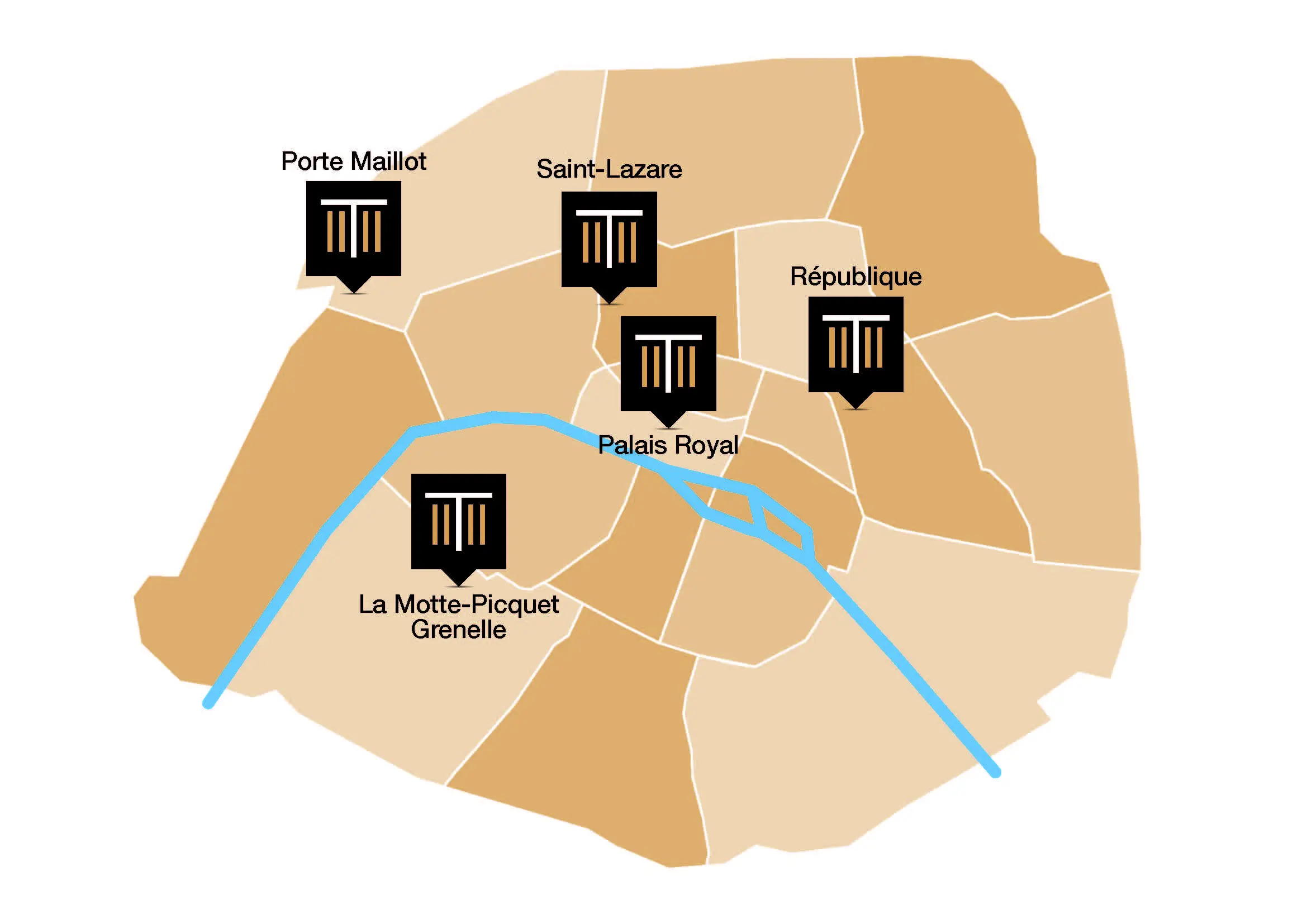 Carte des clubs de boxe a Paris